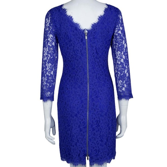 Diane Von Furstenberg DvF Zarita Cobalt Blue Lace Dress sz 6 - Picture 2 of 16